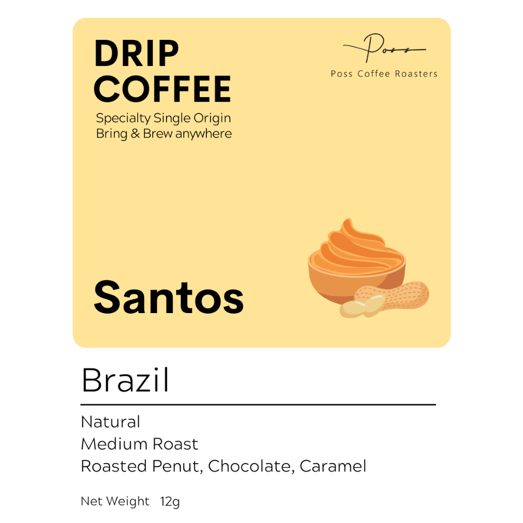 Poss Coffee Roasters ซองดริปกาแฟ drip bag คั่วกลาง Brazil พกพาสะดวก