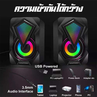 ลําโพง （ด้วย LED）speaker ลําโพงสเตอริโอ ลำโพงตั้งโต๊ะ สําหรับคอมพิวเตอร์ตั้งโต๊ะ รุ่น X2/A2