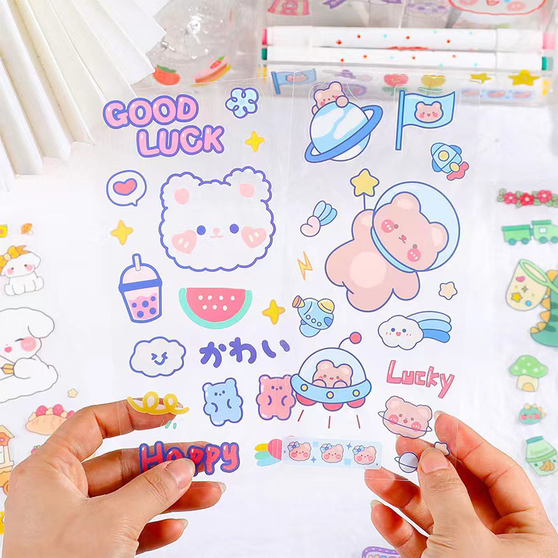 สติ๊กเกอร์น่ารัก สติ๊กเกอร์ PVC สติ๊กเกอร์ใส ติดแก้วน้ำ ติดเคส โน๊ตบุ๊คตกแต่ง สติ๊กเกอร์ตกแต่งสมุด