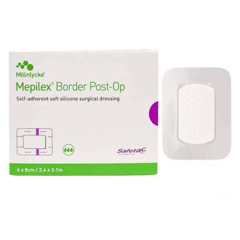 เมพิเล็กซ์ บอร์เดอร์ Post-op แผ่นปิดแผล ชนิดซิลิโคนนิ่ม แบบมีกาวในตัว | Mepilex Border Post-OP