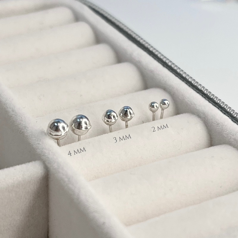 ♡ The blossom silver | Stud dot | ต่างหูหมุดกลม ต่างหูเม็ดบอล เงินแท้925 เงินแท้ (ต่อคู่)