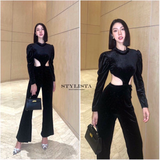 Code : M9 Stylista Jumpsuit จั๊มสูทขายาวแขนยาวเว้าเอว สำหรับผู้หญิง ไซส์ Xs-L