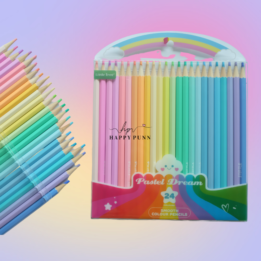 สีไม้ Little Tree ดินสอสีไม้ 24 สี สีพาสเทล เนื้อสีสวย โทนสีหวาน พาสเทล