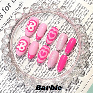 💖  เล็บเจลปลอมสำเร็จรูป เจลแท้ 100% บาร์บี้ Barbie 💖 เลือกขนาดได้ ถ่ายจากสินค้าของจริง