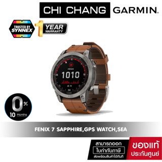 Garmin fenix 7 Sapphire, Ti w/Chestnut Leather Bnd, GPS Watch,SEA