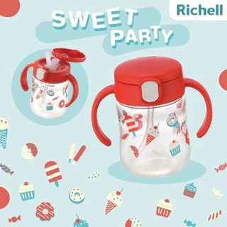 Richell ถ้วยน้ำพร้อมหลอดดูด (Step 1,2) ขนาด 200ml ลายใหม่ล่าสุด