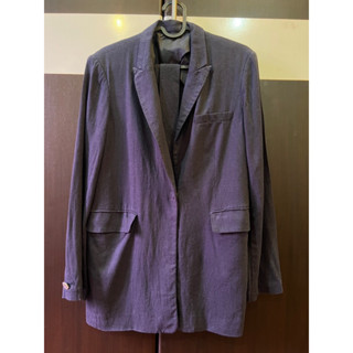 เสื้อสูทคอตตอล  อกถึง40 สีกรมใส่ทำงานได้ มีเข็มขัด สีไม่ซีด