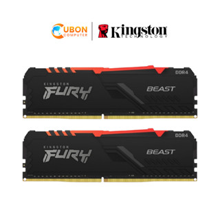 RAM (แรมพีซี) 16GB (8GBx2) DDR4 3200MHz KINGSTON FURY BEAST RGB KF432C16BBAK2/16 ประกัน LT