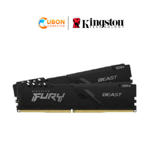 RAM (แรมพีซี) 16GB (8GB x2) DDR4 2666MHz KINGSTON FURY BEAST KF426C16BBK2/16 ประกัน LT