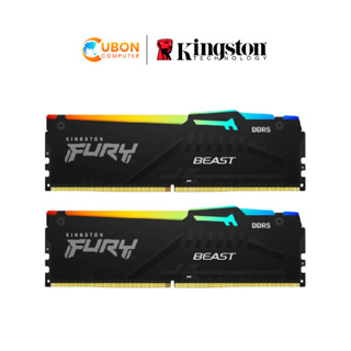 RAM (แรมพีซี) 16GB (8GBX2) DDR5 5200MHZ KINGSTON FURY BEAST RGB (BLACK) (KF552C416) ป0BBAK2-ระกัน LT