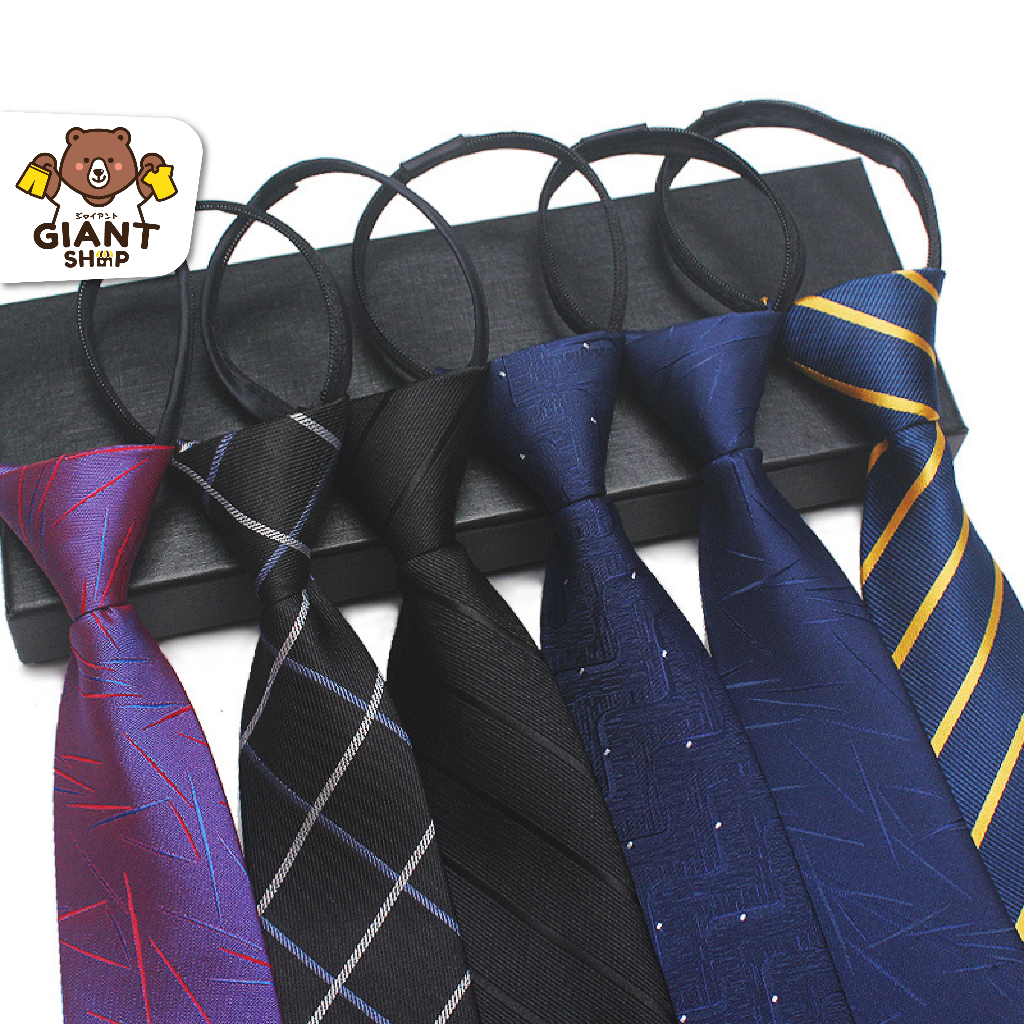 GIANTSHOP เนคไทสำเร็จรูป มีซิปใส่ง่าย สไตล์ธุรกิจ (S-1901)