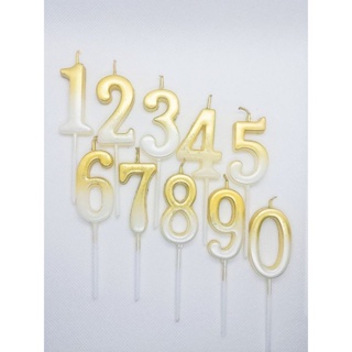เทียนตัวเลข 0-9 💥 ถูกมาก 💥 สีทองแบบไล่เฉด เทียนวันเกิดตัวเลข เทียนวันเกิด