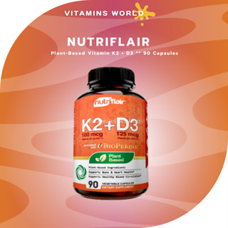 Nutriflair Plant-Based Vitamin K2 + D3 ** 90 Capsules ** (V.836)