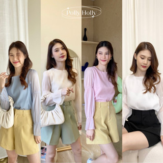 🐼⚡️⌒ polly holly -(กรอกโค้ด YM7HK ลด40฿) molly top เสื้อแขนยาว