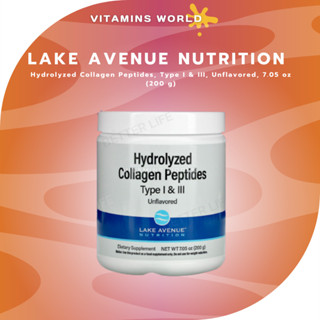 Lake Avenue Nutrition, Hydrolyzed Collagen Peptides, Type I &amp; III, Unflavored, 7.05 oz (200 g) (V.731)