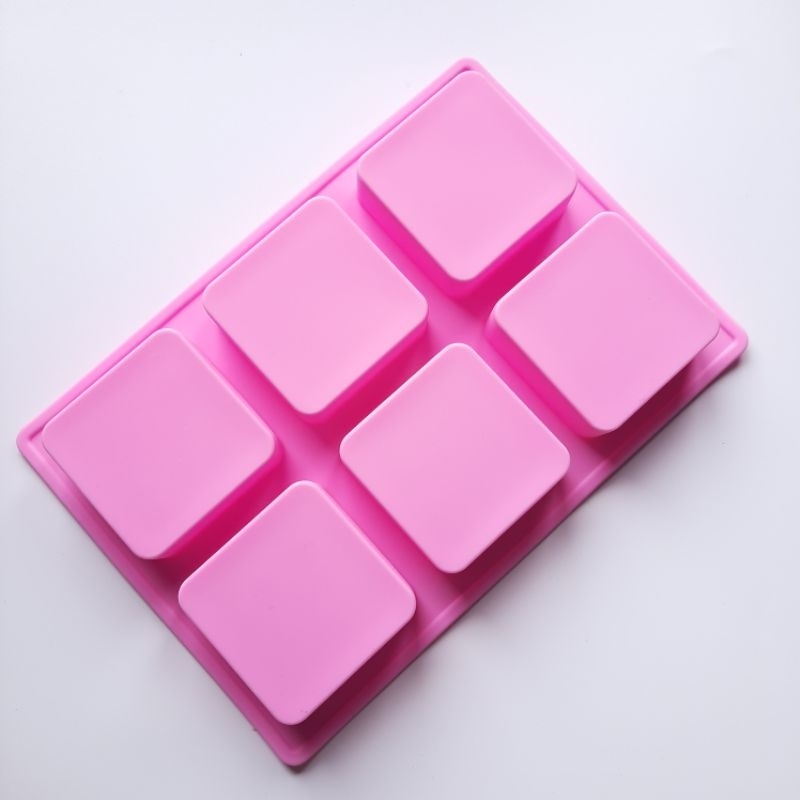 01170 แม่พิมพ์สบู่ 85 กรัม สี่เหลี่ยม 6.4×6.4 แม่พิมพ์ซิลิโคน 6 ช่อง แม่พิมพ์ขนม วุ้น