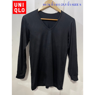 เสื้อยืดแขนยาว HEATTECH คอวียูนิโคล่#UNIQLO  อก 34 นิ้ว ยาว 25.5 นิ้ว SIZE S สภาพดี ไม่มีตำหนิ  เลื่อนดูได้จ้า