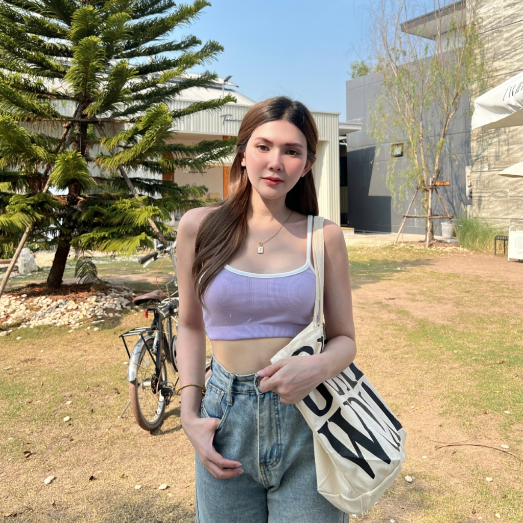 PRP x SPN ครอปสายเดี่ยว ตัวสั้น สีพาสเทล ทรงน่ารักมาค่า ใส่ออกกำลังกายก ...