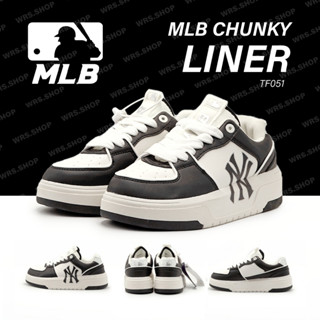 TF051 MLB Chunky Liner Basic รองเท้าสีขาวดำ logo NY