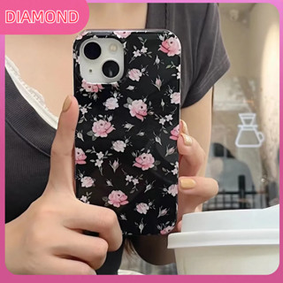 💲คูปองเคลม💲เคสไอโ case for iphone 11 12 ดอกไม้สีดำขนาดเล็ก เคส 14 13 12 11 pro max ซิลิโคนเหลวมีความทนทาน