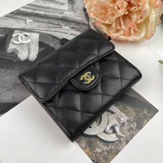 New Chanel Compact Wallet สีดำ อะไหล่ทอง