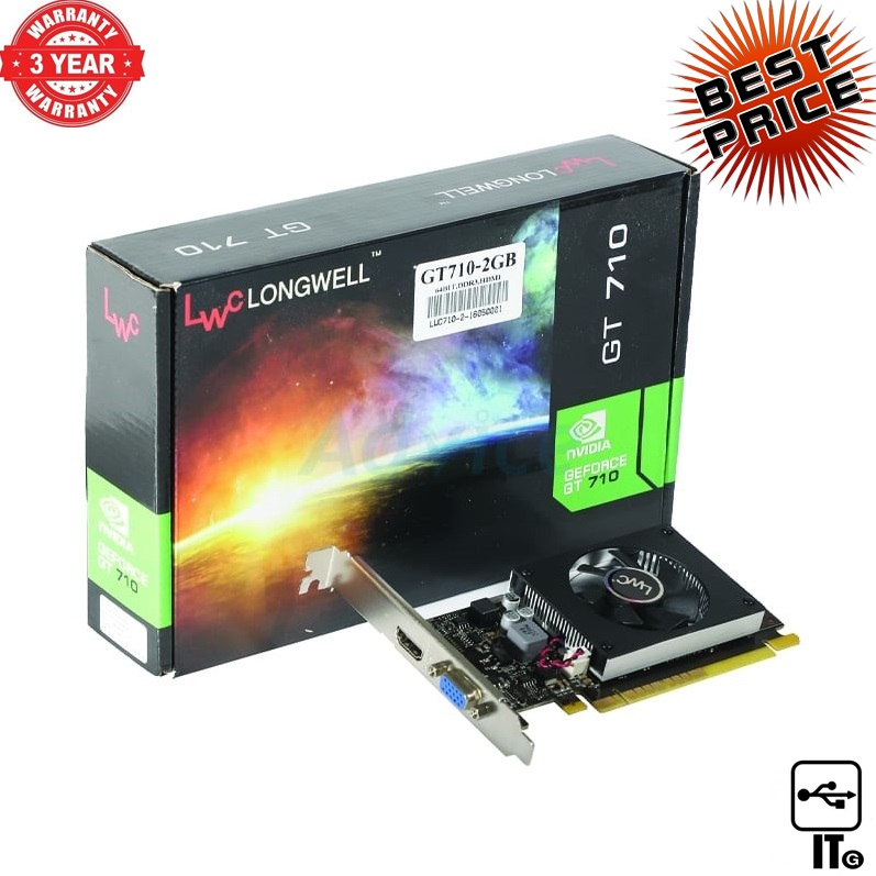 VGA LONGWELL GEFORCE GT 710 - 2GB DDR3 [REV.2.0] ประกัน 3Y