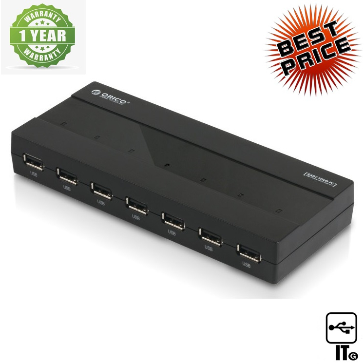 7 Port USB HUB v2.0 ORICO H727RK-U2 (Black) ประกัน 2Y