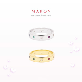 MARON - Nine Lucky Stars Band Ring 4.5 mm (กรณีสินค้าไม่มีไซซ์ สั่งทำ 30 วันทำการ) แหวนดาวนพเก้า แหวนเสริมดวง เงินแท้925