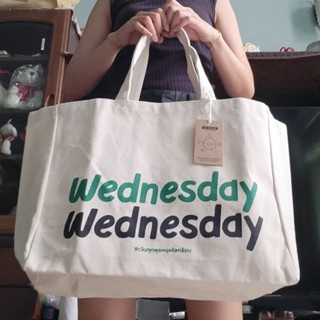 Wednesday tote bag กระเป๋าช้อปปิ้ง เว้นเดย์ ไม่เว้นช้อป กระเป๋าใส่ของ Made from 100% recycled textiles