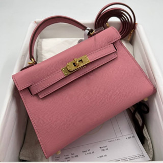 กระเป๋า#hermesMINI ROSE CONFITI COLOR   EPSOM LEATHER GHW FULL HANDMADE 20CM