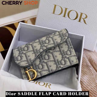 🍒ดิออร์ Dior SADDLE FLAP CARD HOLDER🍒สตรี/กระเป๋าเงิน wallet