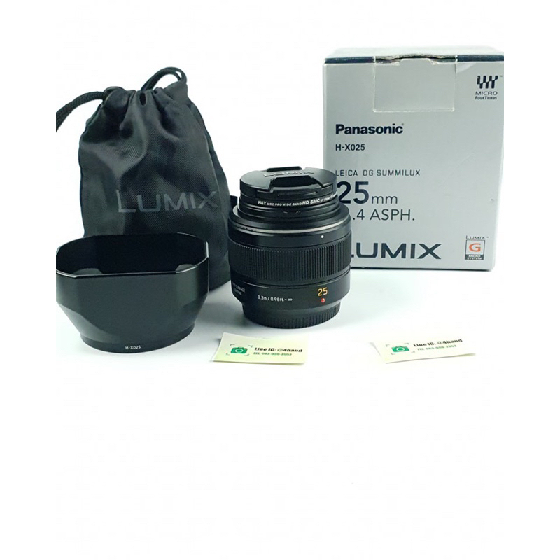 เลนส์ Panasonic Leica 25mm f1.4 พร้อมฟิลเตอร์กันหน้าเลนส์