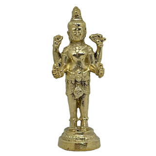 พระนารายณ์ 4 กร เทวรูปแบบขอมโบราณ วัสดุทองเหลือง สูง 8.3 ซม. Lord Vishnu Khmer Brass Idol Home Decor by Boss