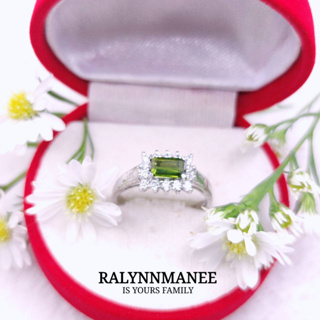 S6403 แหวนพลอยกรีนทัวร์มาลีนแท้ (Green tourmaline) เงินแท้ 925 ชุบทองคำขาว ไซส์ 45-64 เลือกไซส์แหวนที่ตัวเลือกสินค้านะคะ