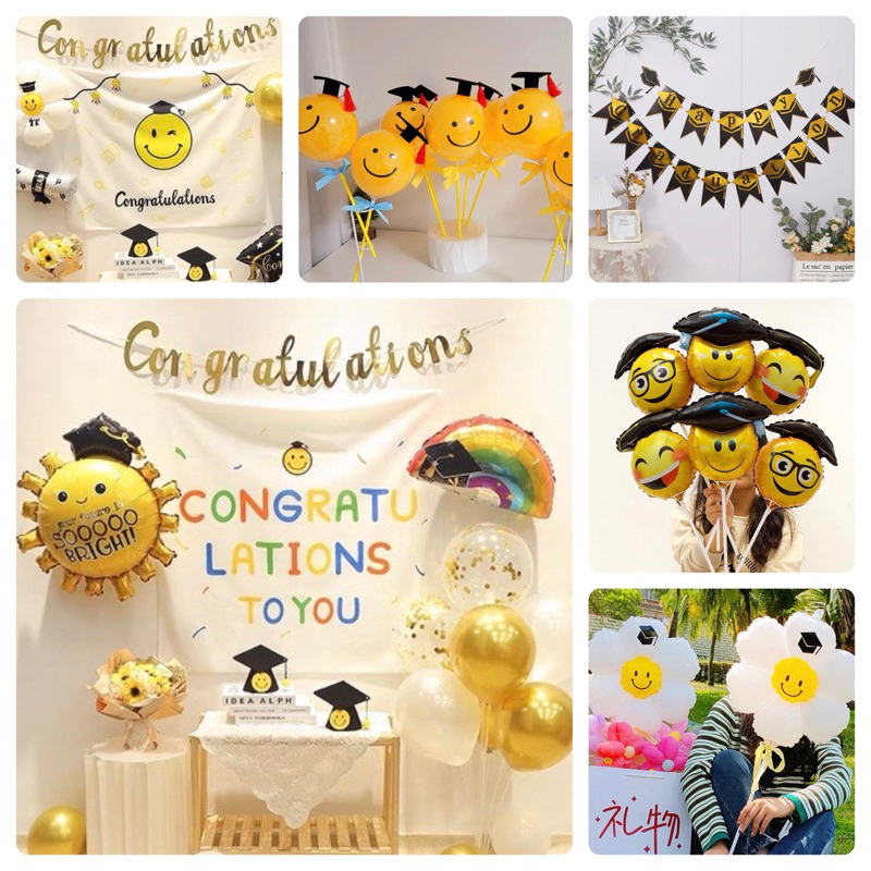 ลูกโป่งรับปริญญา ฉากผ้า ฉากหลัง ป้ายผ้า ธีมCongrats ป้ายกระดาษวันรับปริญญา ร้านไทย พร้อมส่ง