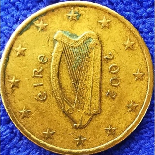 เหรียญ​ยูโร​ ไอแลนด์​ Ireland, 50 Euro​ Cent, #​1905E, ใช้แล้ว