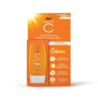 Boots Vitamin C Brightening Sheer Sunscreen Spf50+ Pa++++  บูทส์ วิตามินซี ไบรท์เทนนิ่ง เชียร์ ซันสกรีน 30ml.