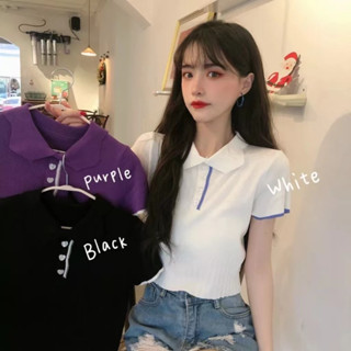 Maze พร้อมส่ง เสื้อแฟชั่นผ้า​ไหมพรม ​คอปกสีพื้น กระดุมเก๋ เรียบร้อยแต่ไม่ตกยุค รุ่นนี้คือดี สวยใส่สบาย  (7911)