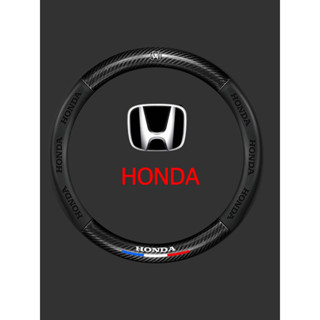 หุ้มพวงมาลัยรถยนต์ ปลอกหุ้มพวงมาลัยหนังเคฟล่า ฮอนด้า HONDAดำ/แดง