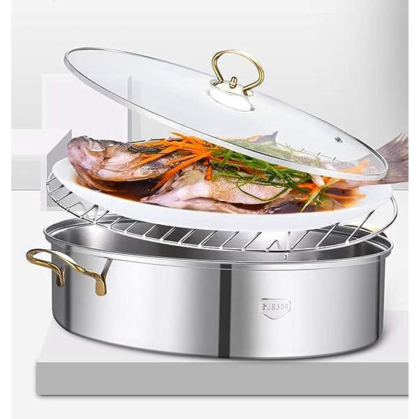 หม้อนึ่งปลา สแตนเลส 304 ทั้งเซต ทรงรี