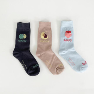 [Pre-order] second morning x bonjour march — lettering socks ถุงเท้า