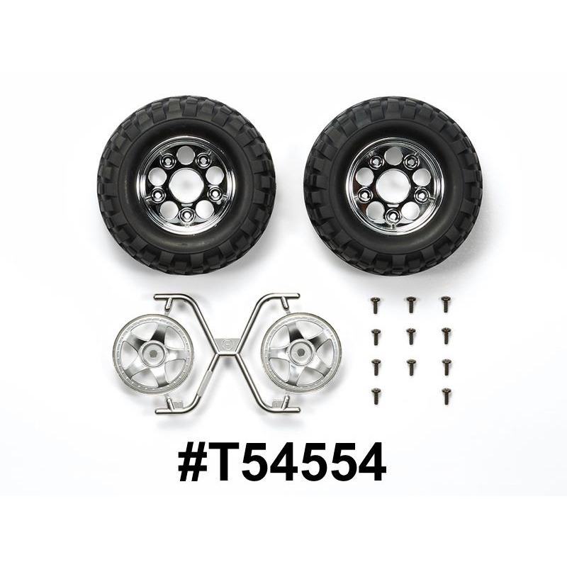 TAMIYA 54554 ROCK BLOCK TIRES w/2-PIECE 5-SPOKE WHEELS (CC-01 & CC-02)