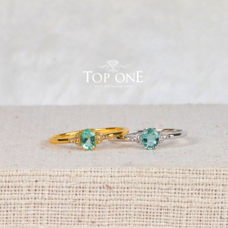 Top1jewelry แหวนพลอยแท้ บุษราคัม ไพลิน เขียวส่อง มรกต มาลายากาเนต เงินแท้