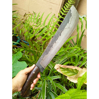 มีดมาเชเต้ Machete มีดแคมป์ มีดเหน็บ มีดควาญ มีดใบตาย 12.1” SUP9 Full tang ตีร้อนชุบแข็ง ผิวไฟ ด้ามไม้พะยูง หมุดโมเสค