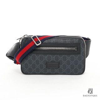 NEW GUCCI BELT BAG 24 BLACK GG SUPREME MONOGRAM SHW