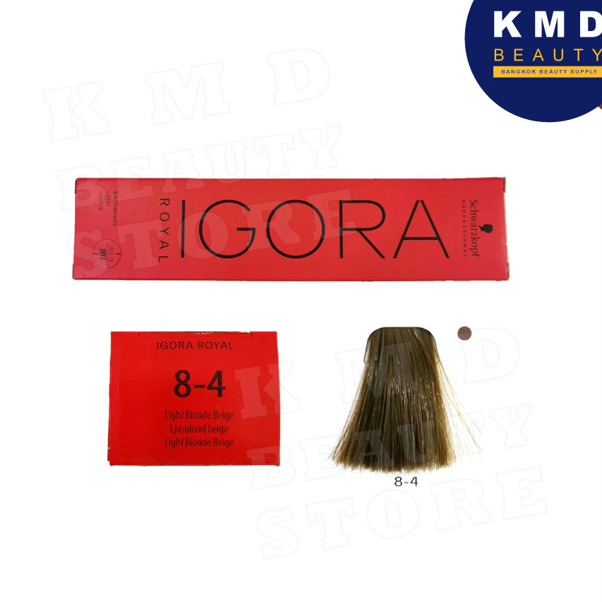 Schwarzkopf Igora Royal ครีมเปลี่ยนสีผม ชวาร์สคอฟ อีโกร่า รอแยล 60ml สีบลอนด์อ่อนออกเบจ เบอร์ 8-4