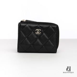 NEW CHANEL TRI FOLD WALLET ZIPPY SHORT BLACK CAVIAR SHW