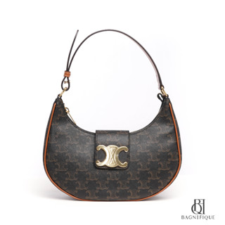 NEW CELINE AVA TRIOMPHE MEDIUM BROWN CANVAS GHW