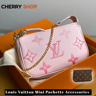 🍒หลุยส์วิตตอง Louis Vuitton Mini Pochette Accessories bag สุภาพสตรี/กระเป๋าคลัทช์🍒M58009