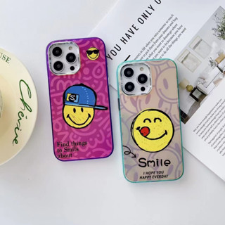 🎁ส่งของขวัญ🎁เคสไอโฟนคู่ ใบหน้าที่ยิ้ม เคสไอโฟน14Pro max Smile เคส for iPhone 14 13 12 11 12Pro 13Pro max case 2 อิน 1